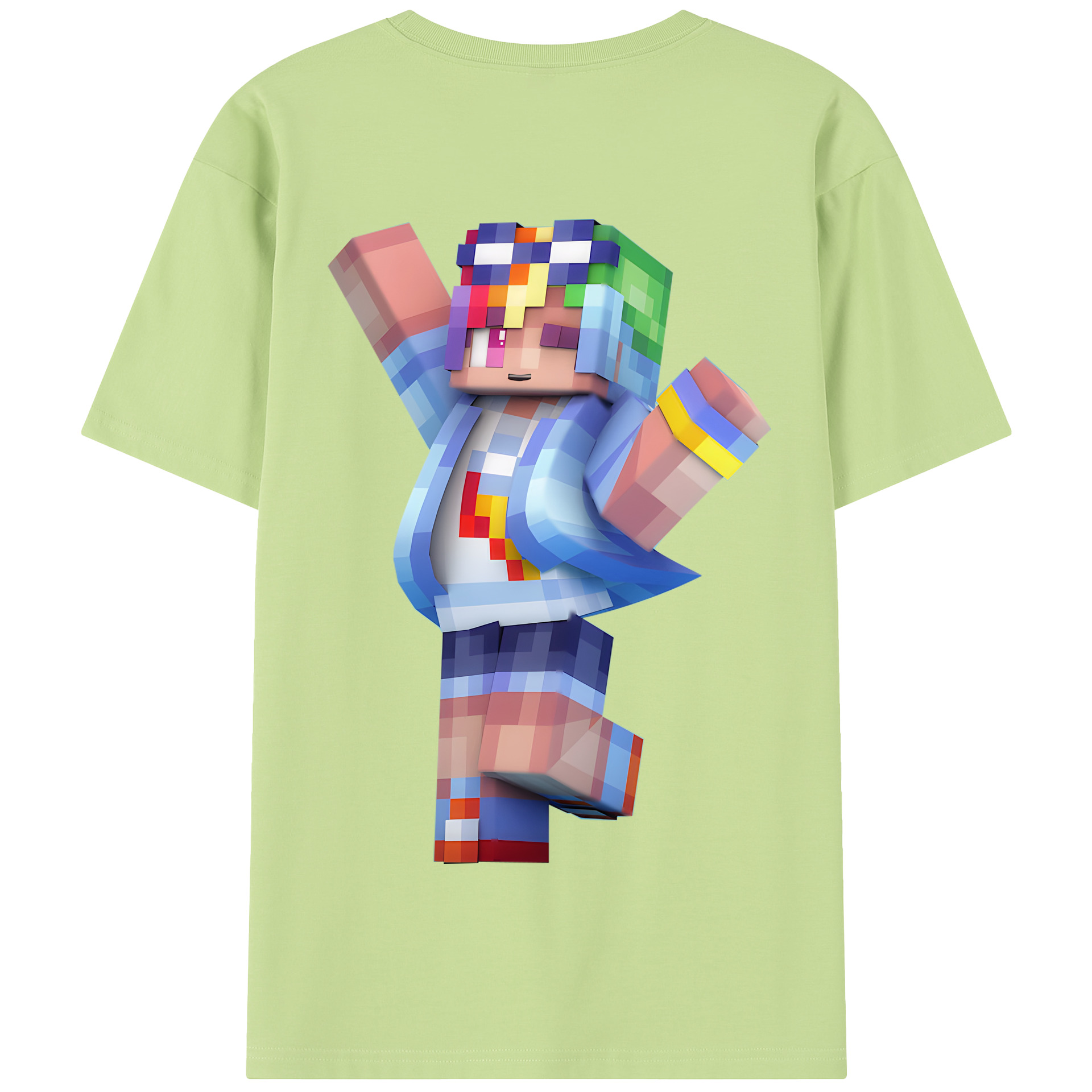 （画像用） マインクラフト ブロックの世界 Minecraft MC Block world 綿100％半袖Tシャツ（背面プリント）